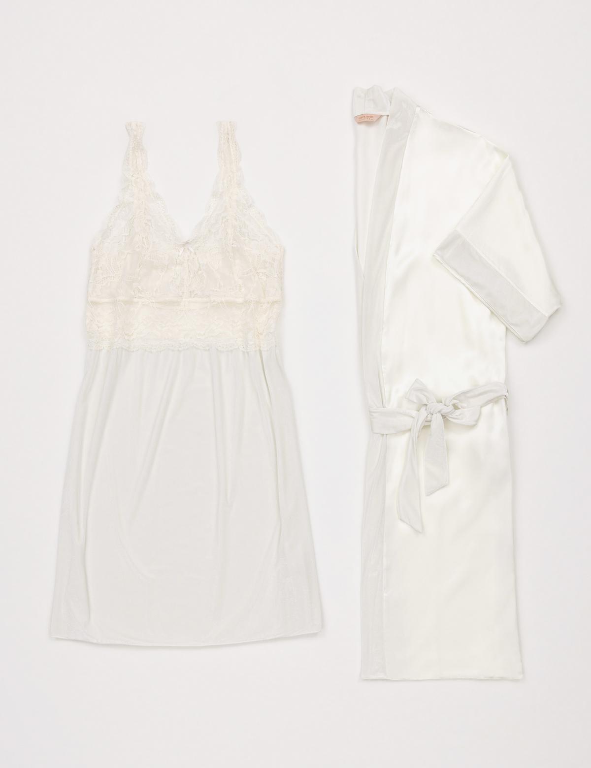 Ekru Gecelik & Sabahlık Takım