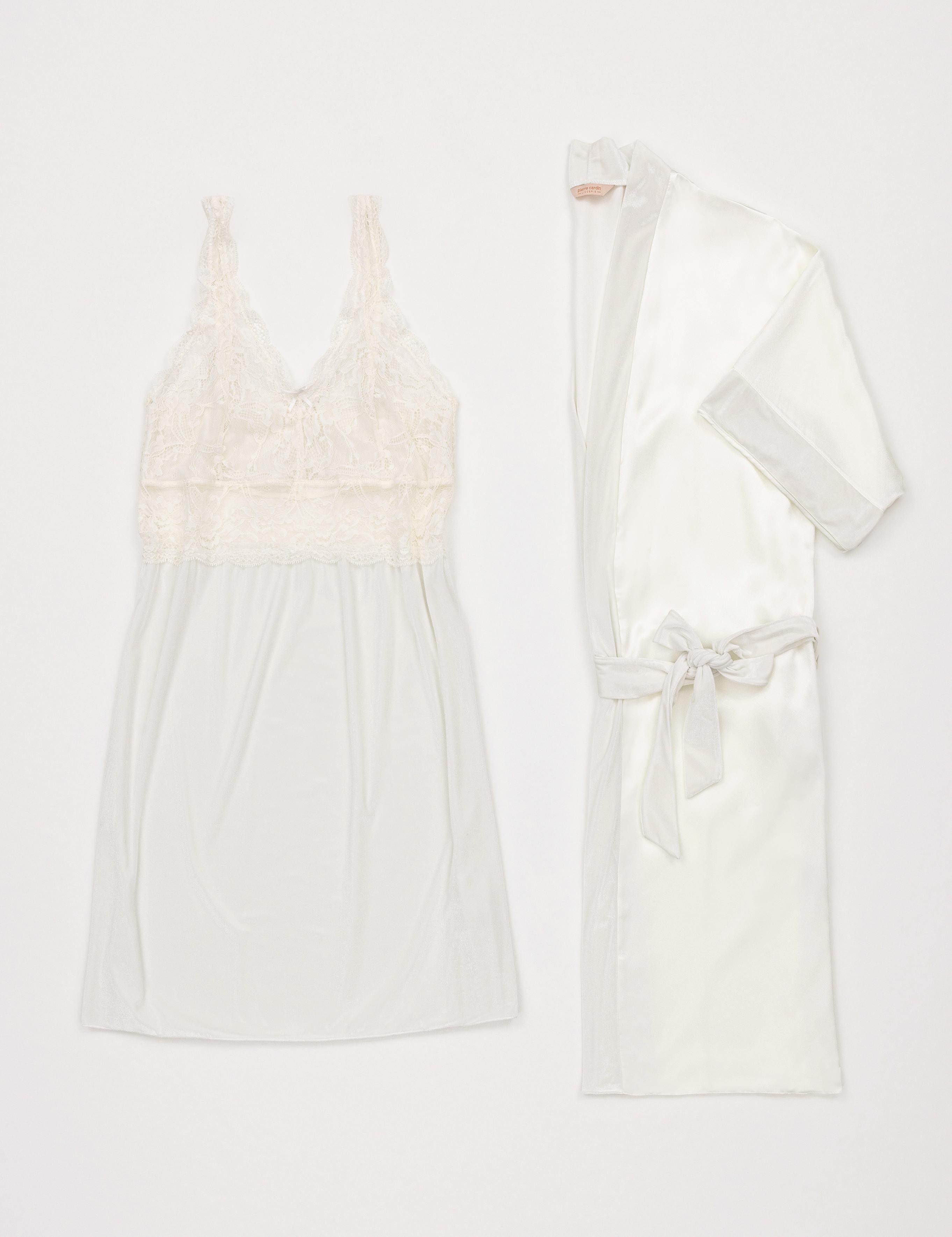 Ekru Gecelik & Sabahlık Takım