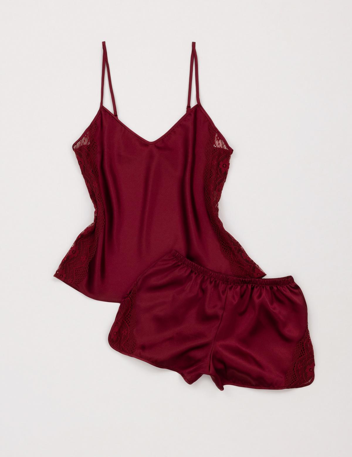 Bordo 2'li Şort Takım