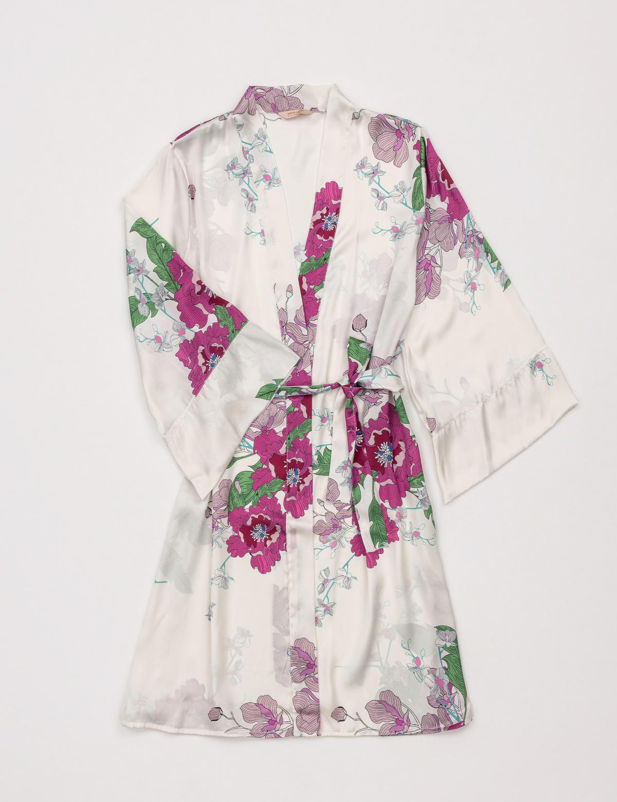 Açık Pembe Saten Gecelik & Sabahlık Takım - 50303883003