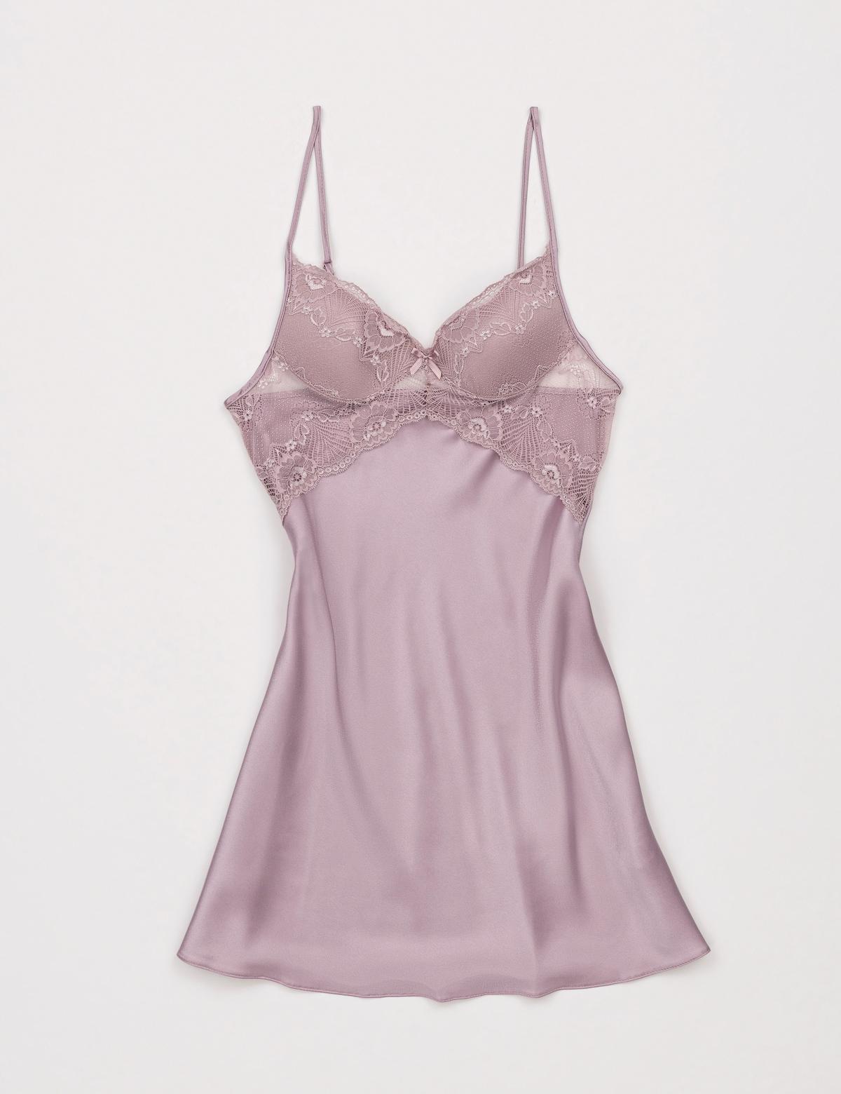 Açık Pembe Saten Gecelik & Sabahlık Takım - 50303883003