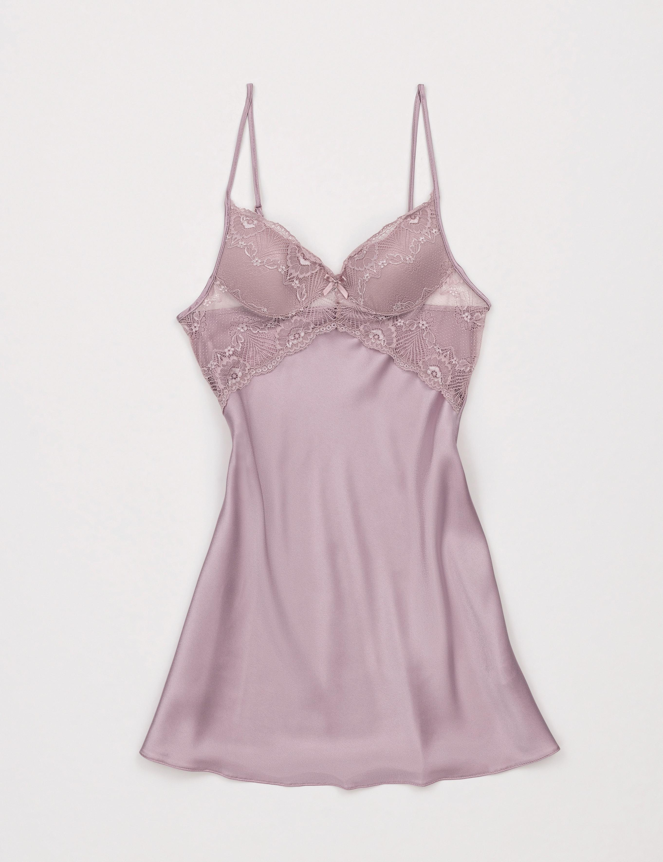 Açık Pembe Saten Gecelik & Sabahlık Takım