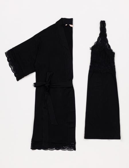 Siyah Gecelik & Sabahlık Takım - 50303885016