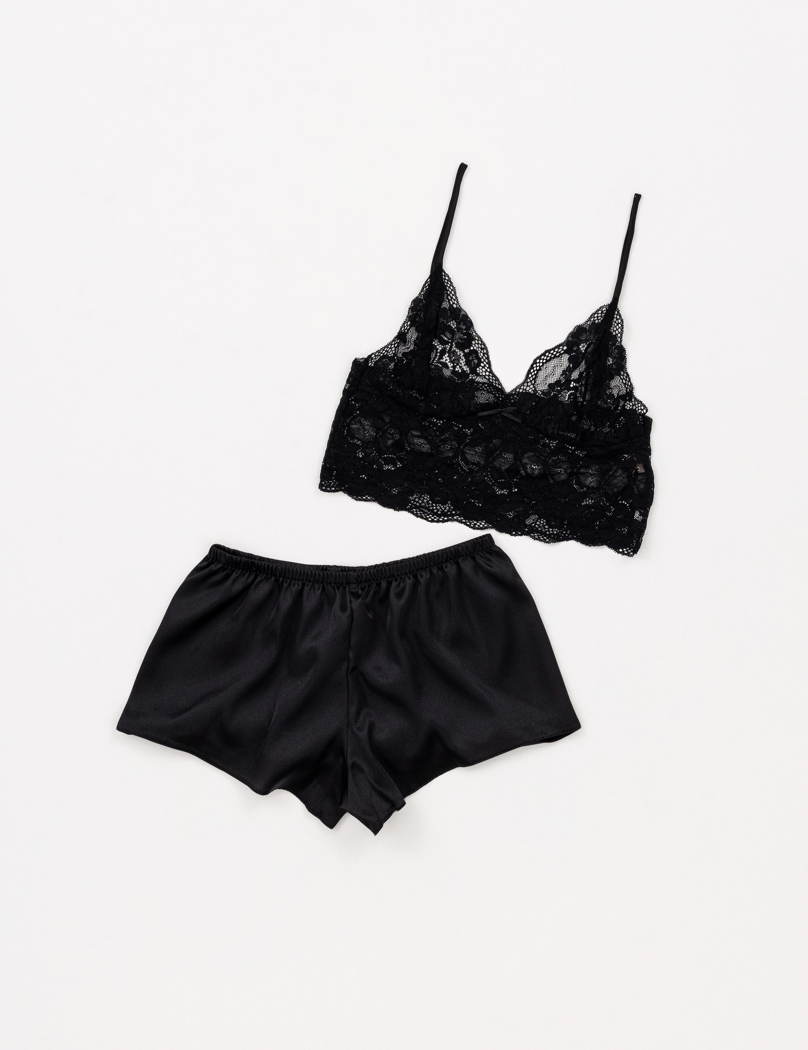 Siyah Saten 4'lü Çeyiz Seti