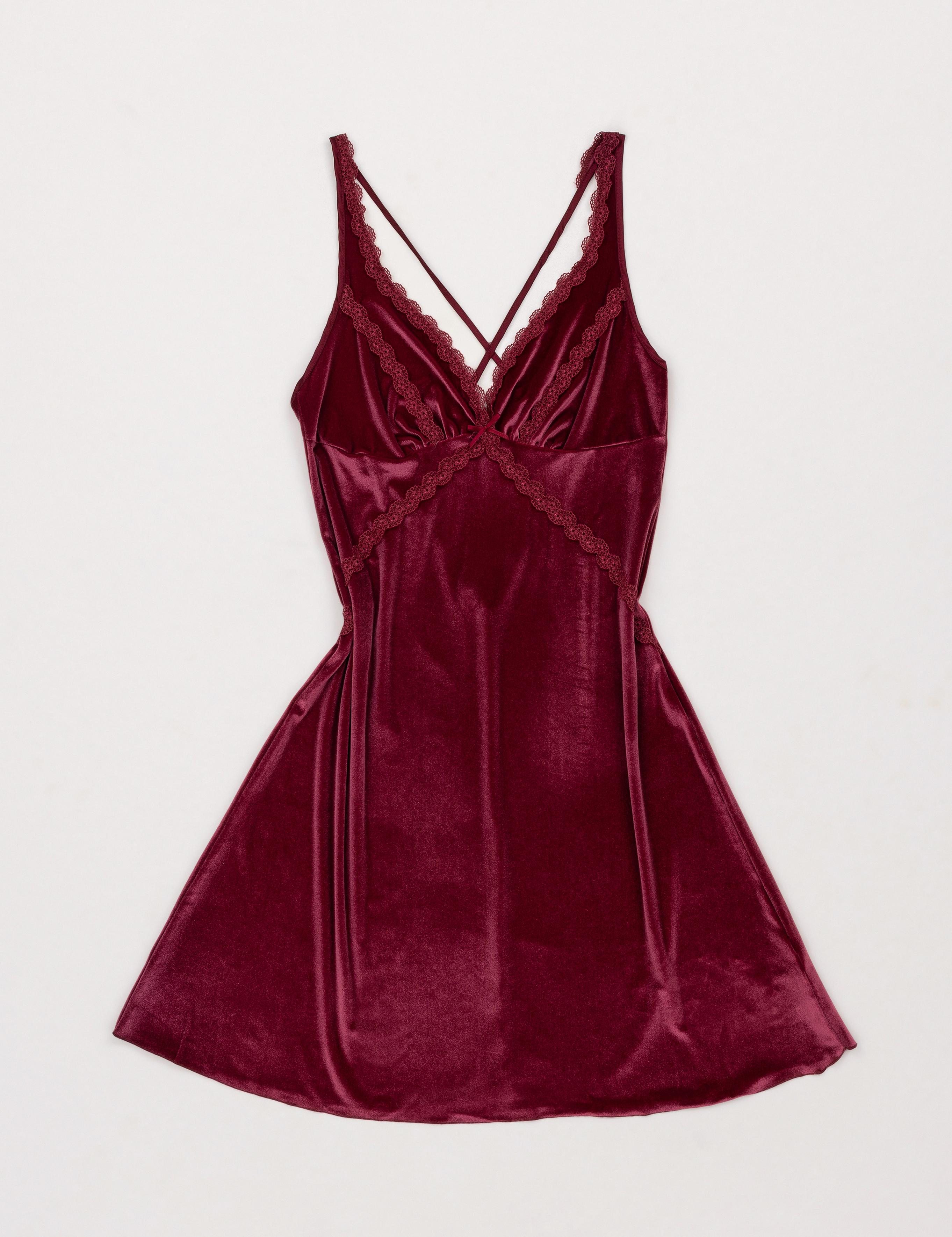 Bordo Kadife Gecelik