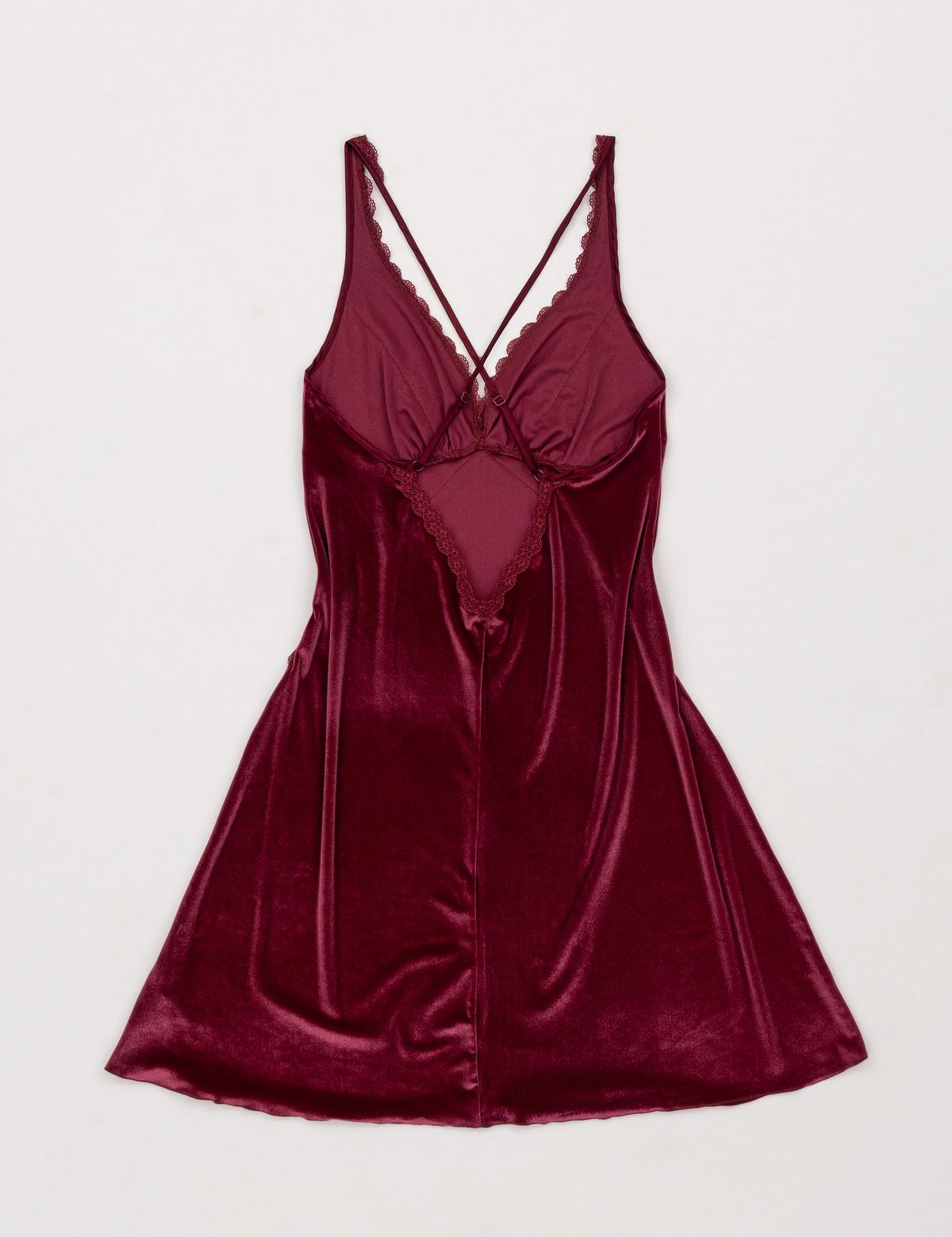 Bordo Kadife Gecelik - 50303902005