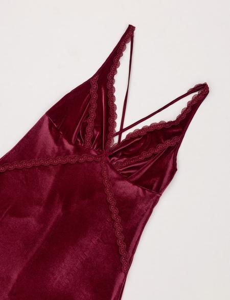 Bordo Kadife Gecelik - 50303902005