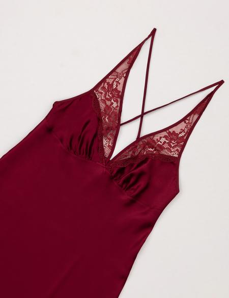 Bordo Saten Gecelik - 50303901001