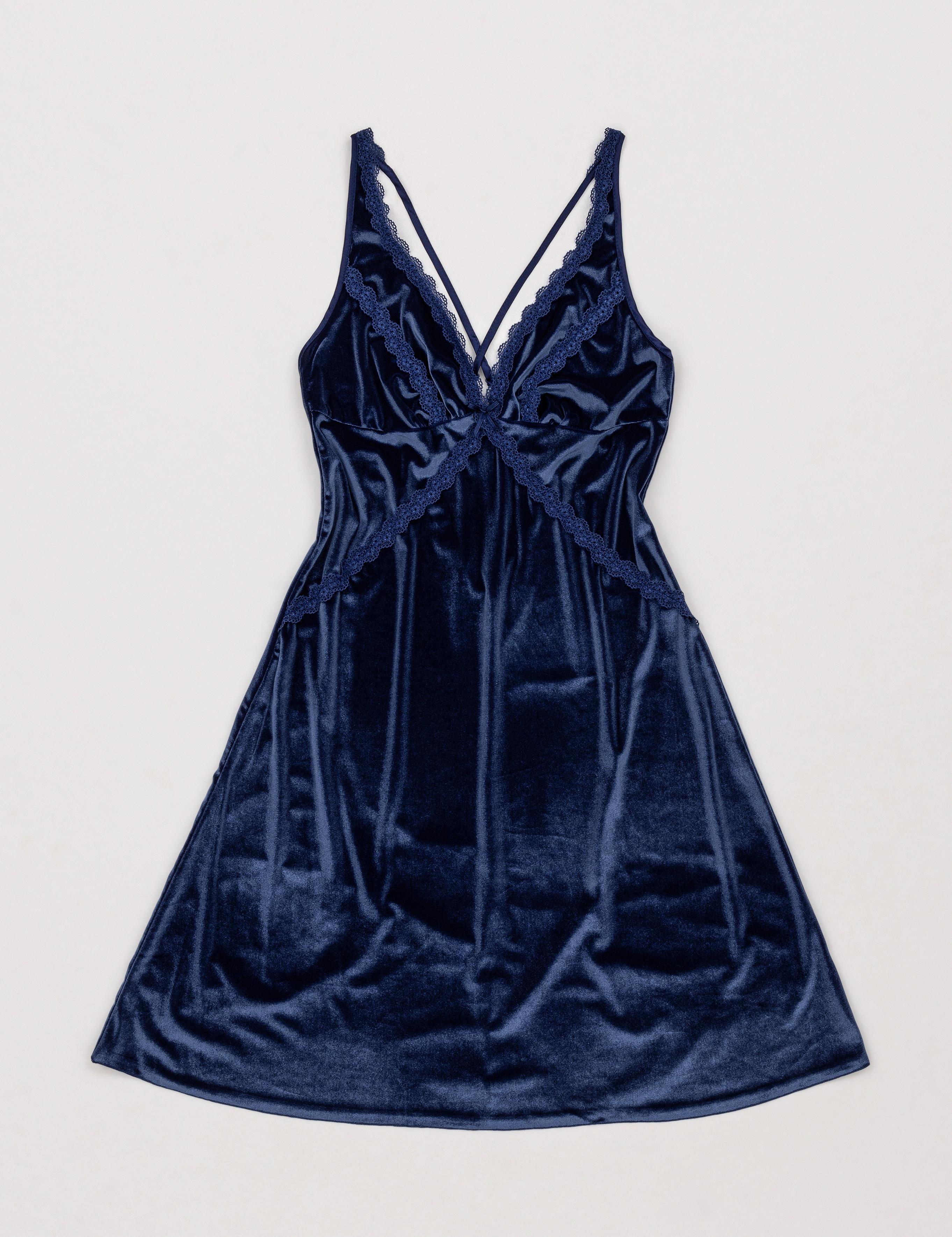 Lacivert Kadife Gecelik