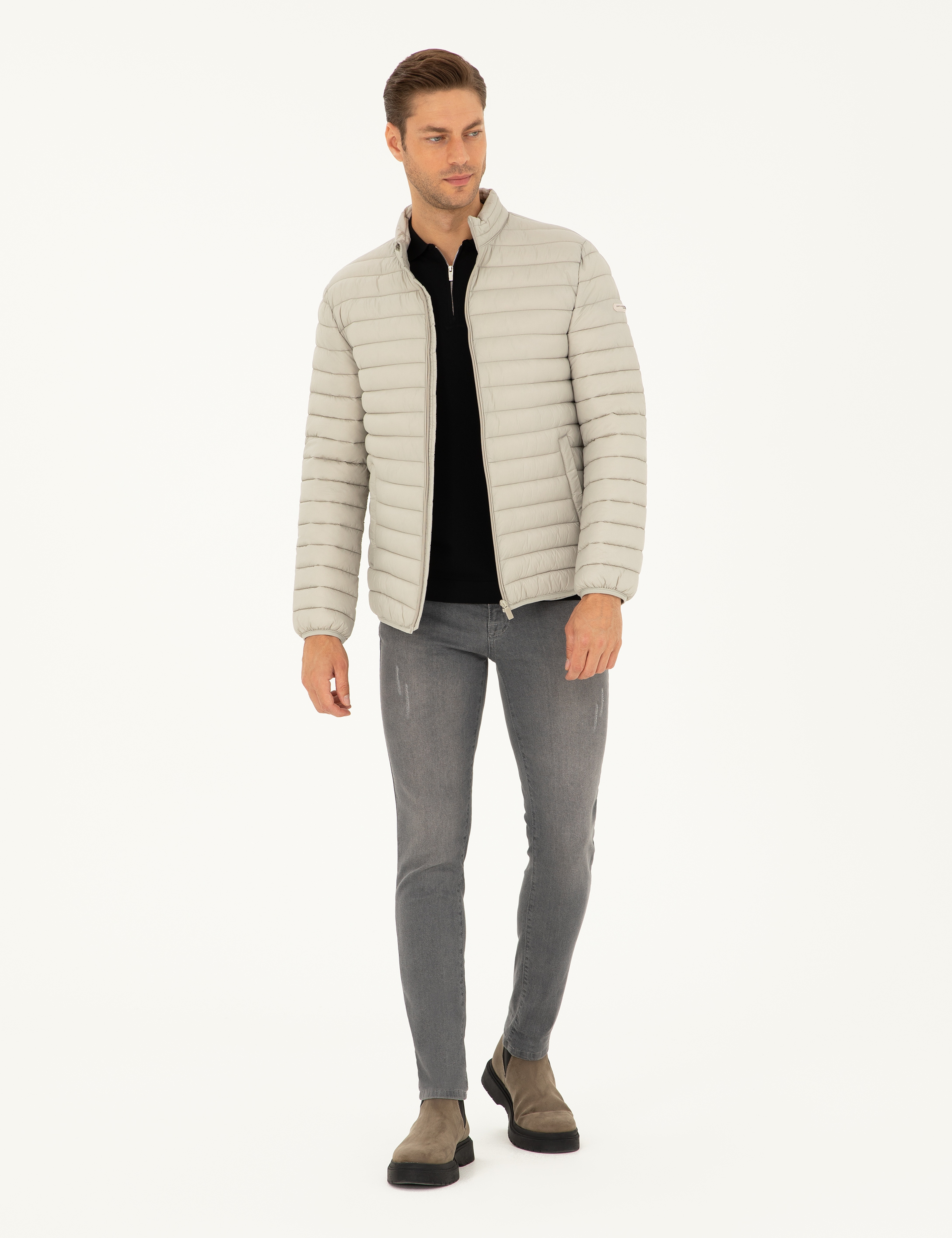 Bej Kapitone Spor Mont - Image 4