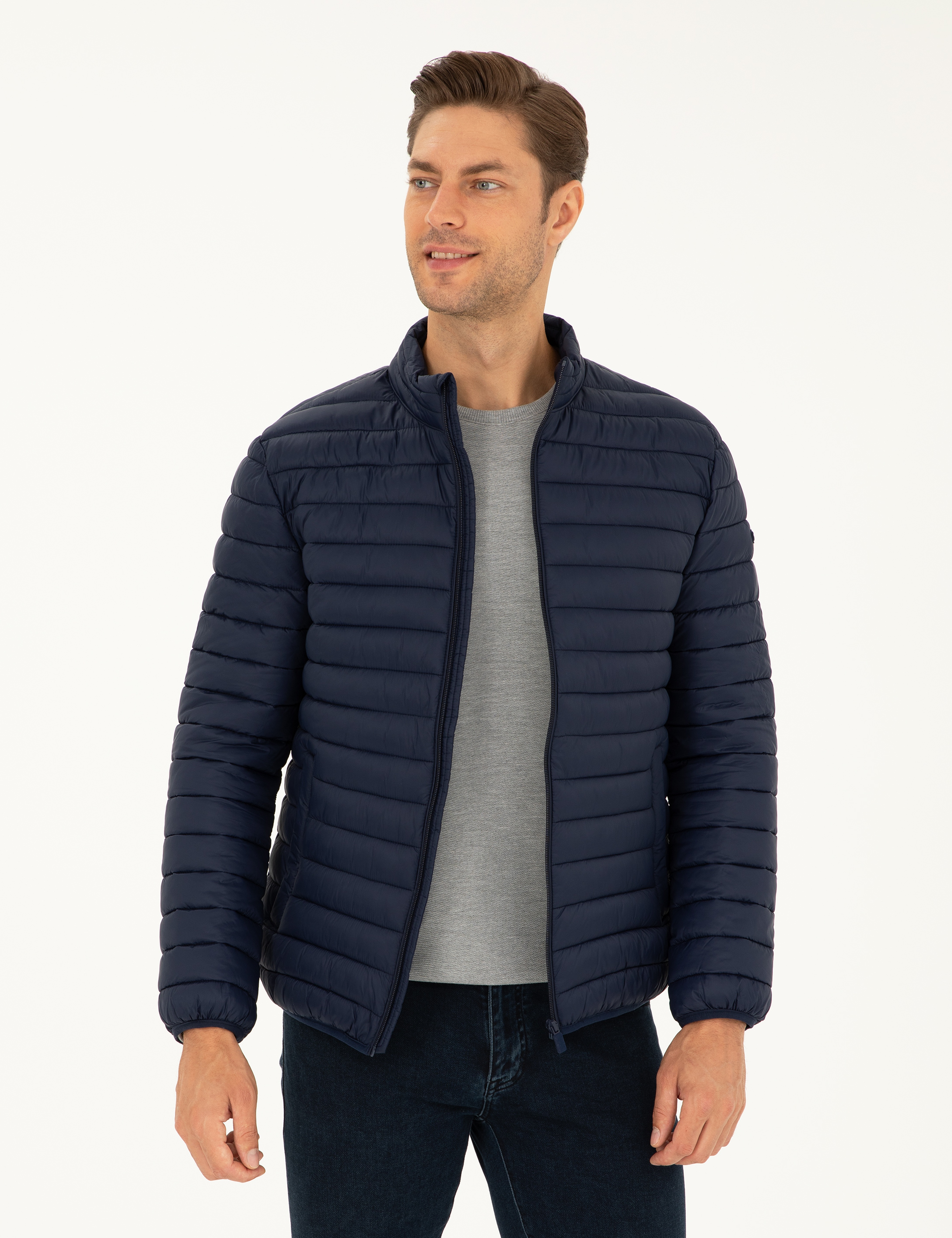 Lacivert Kapitone Spor Mont - Image 1