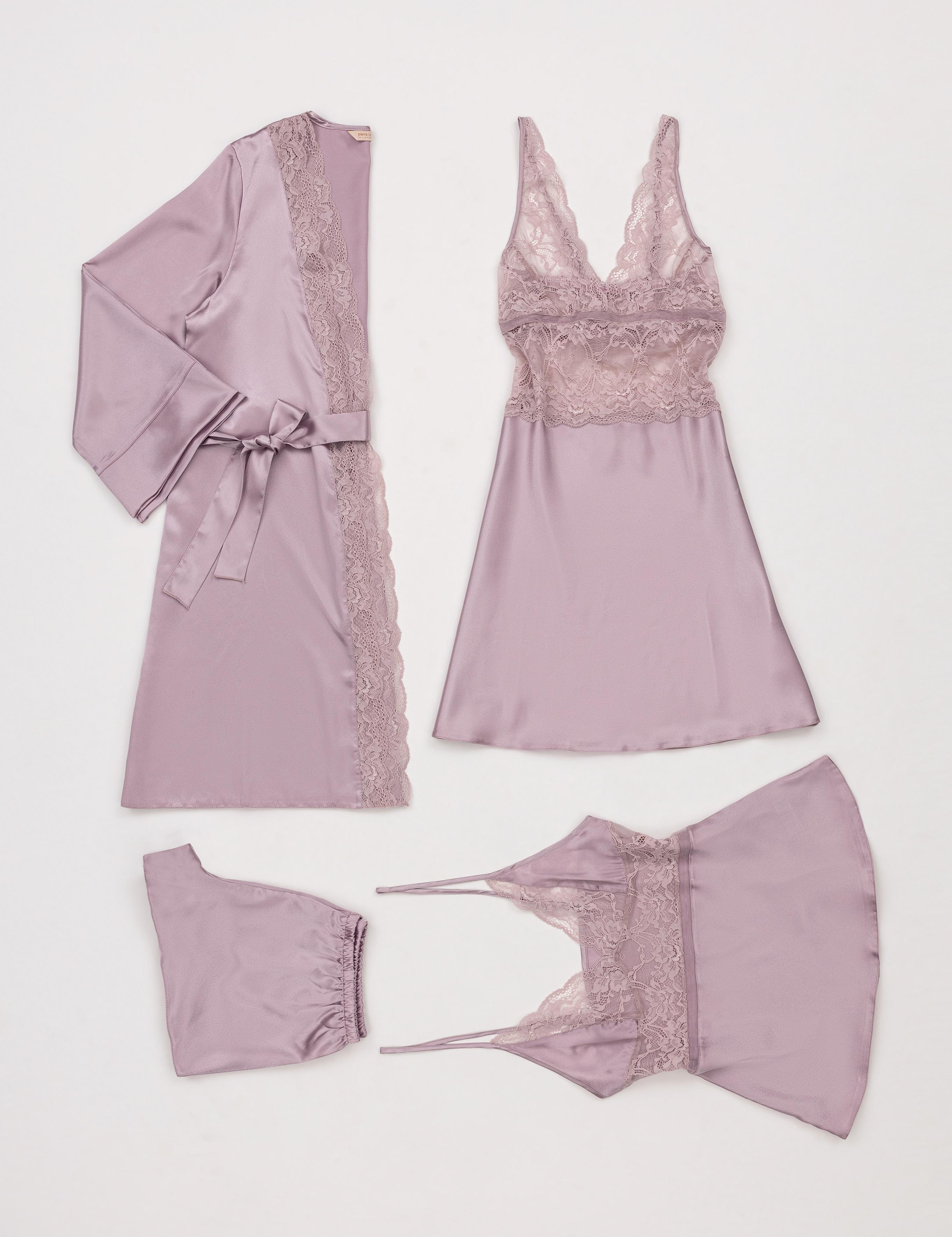 Açık Pembe Saten 4'lü Çeyiz Seti