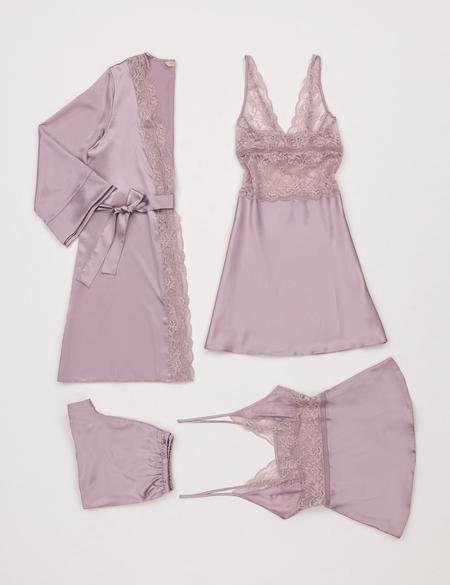 Açık Pembe Saten 4'lü Çeyiz Seti - 50303849008