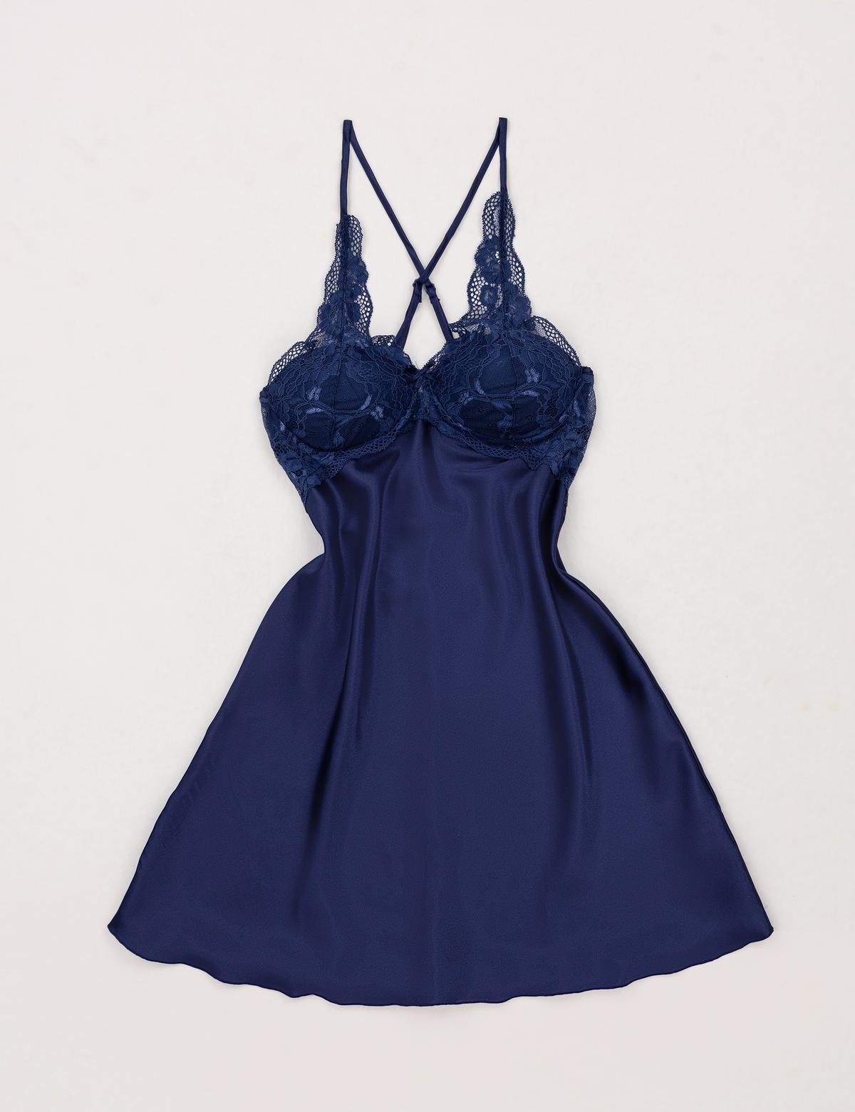 Lacivert Saten 4'lü Çeyiz Seti - 50303821021