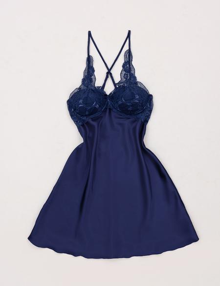 Lacivert Saten 4'lü Çeyiz Seti - 50303821021