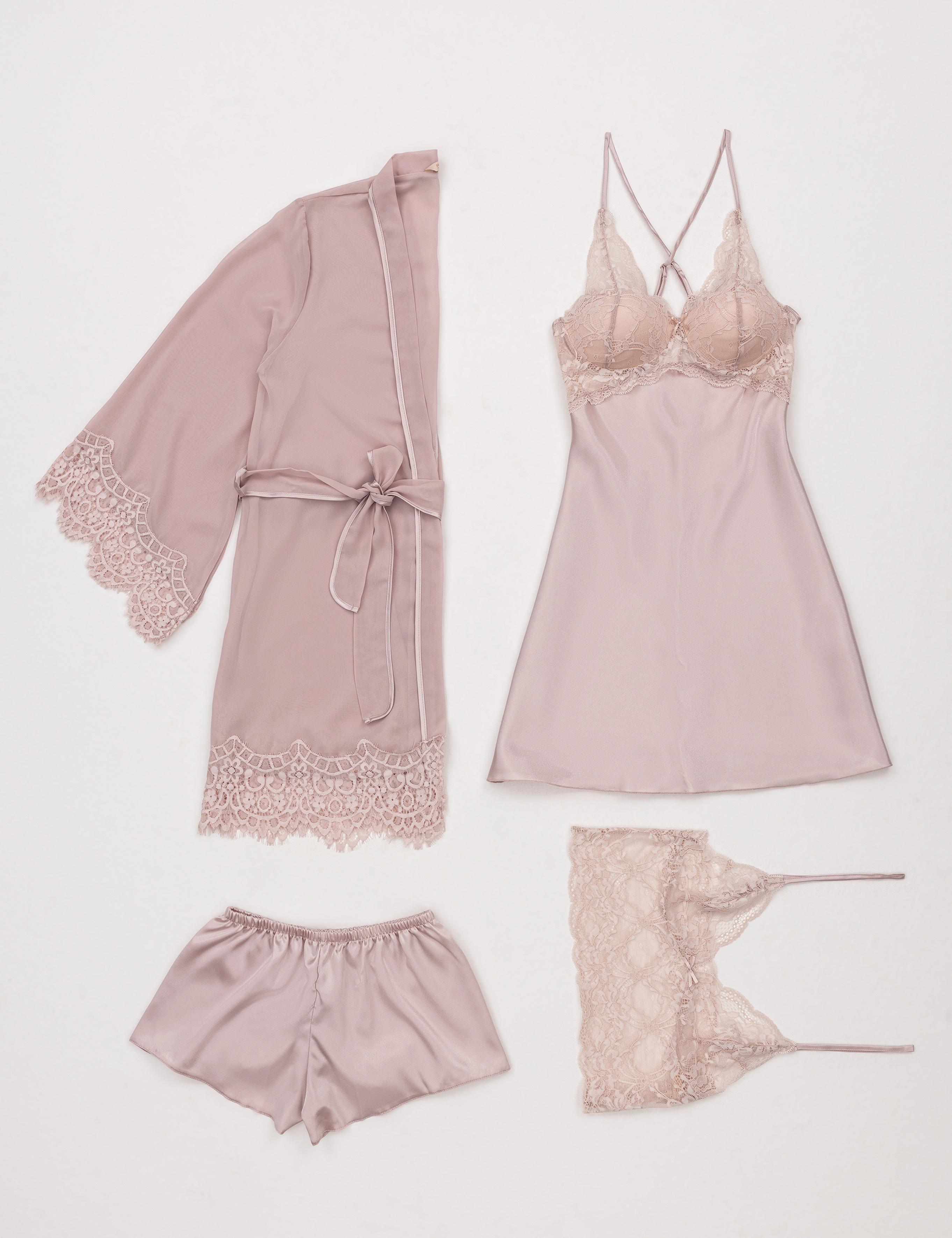 Pudra Saten 4'lü Çeyiz Seti