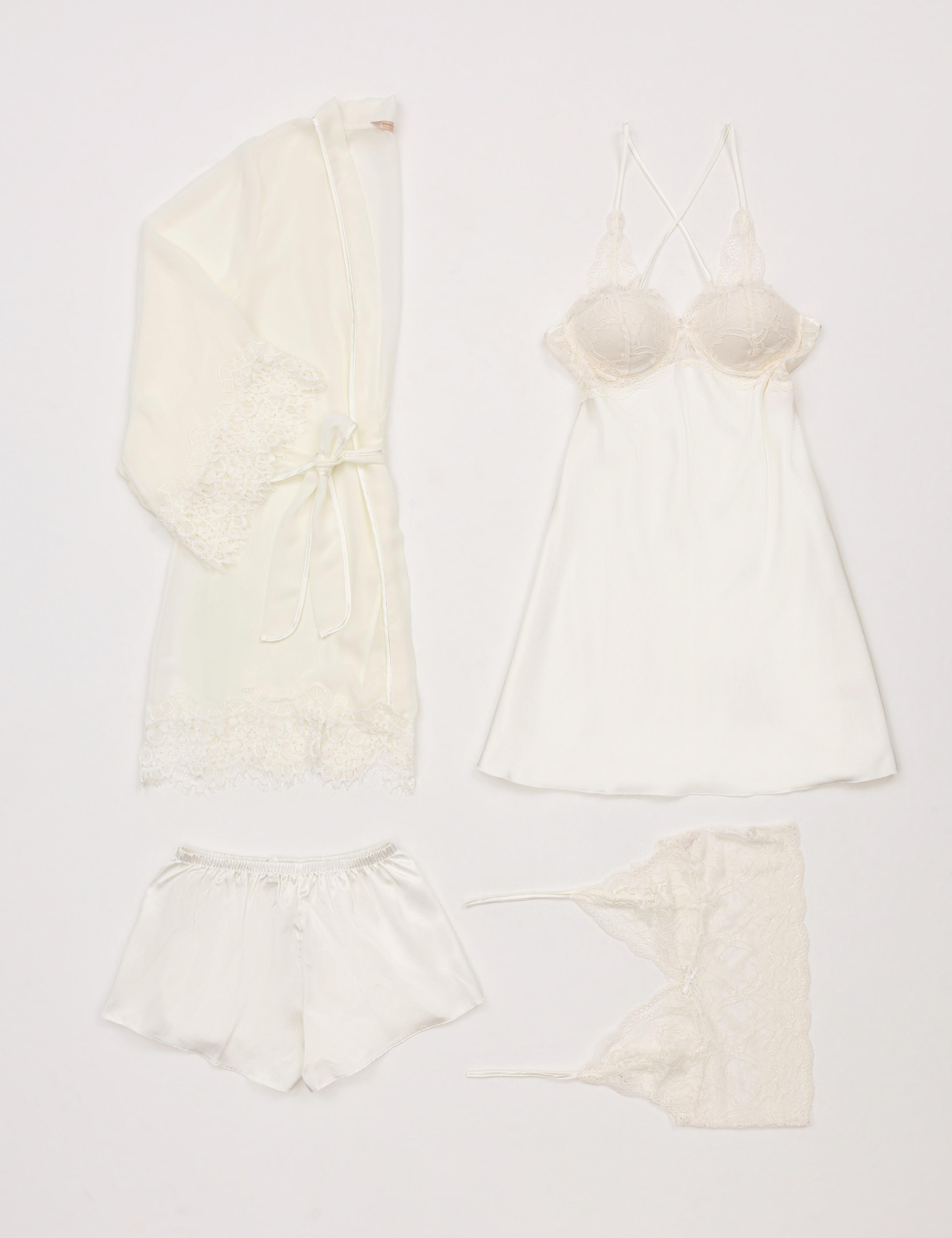 Ekru Saten 4'lü Çeyiz Seti