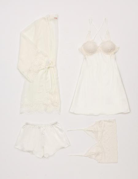 Ekru Saten 4'lü Çeyiz Seti - 50303821020