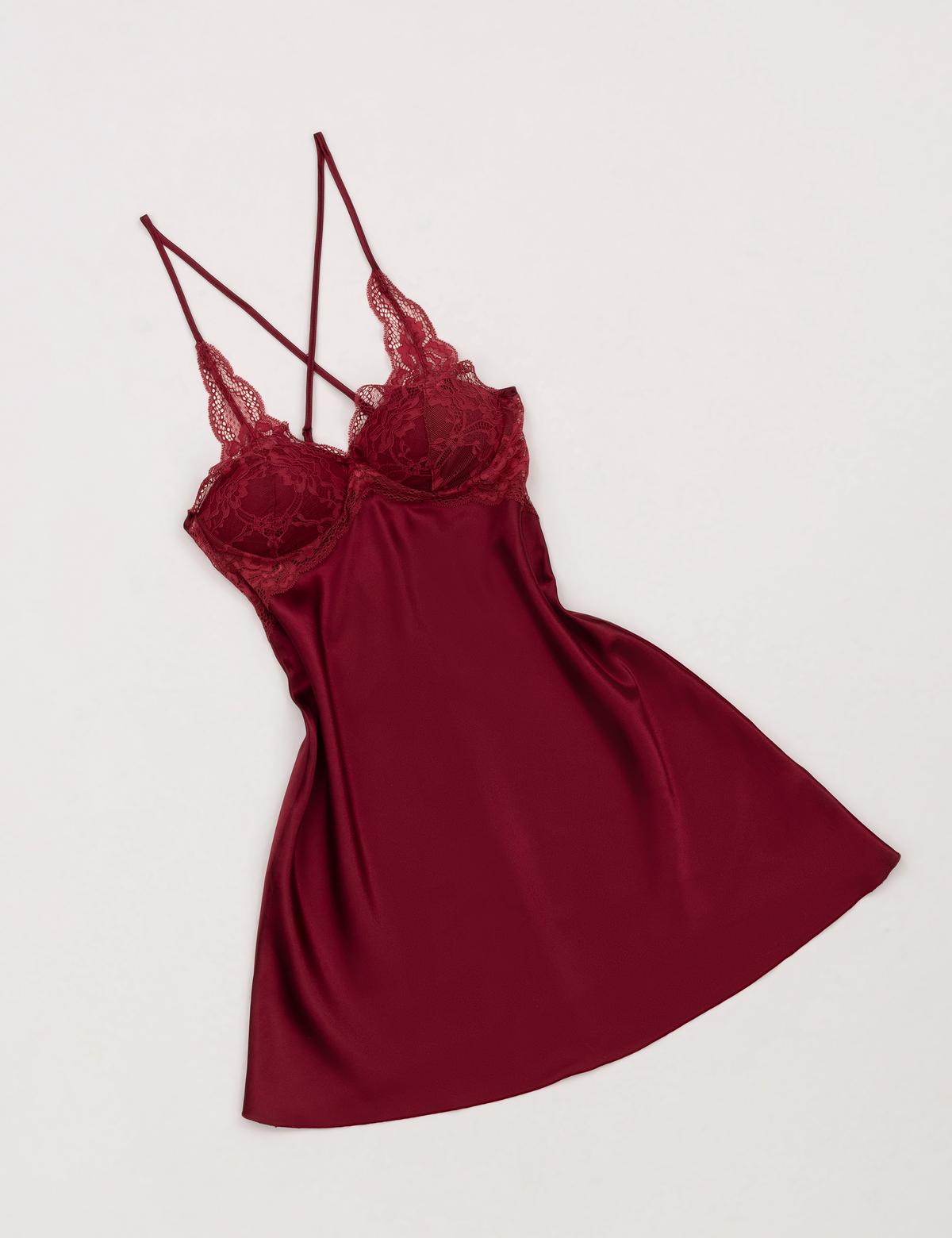 Bordo Saten 4'lü Çeyiz Seti - 50303821019