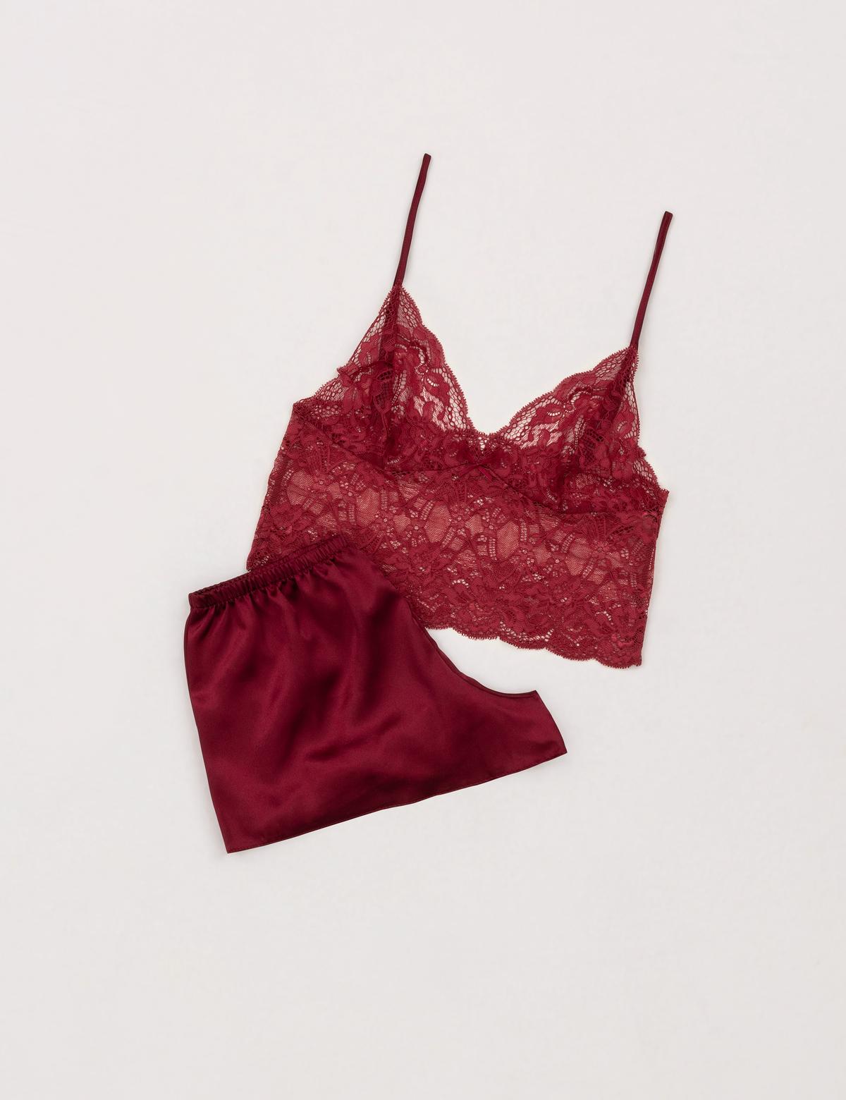 Bordo Saten 4'lü Çeyiz Seti - 50303821019