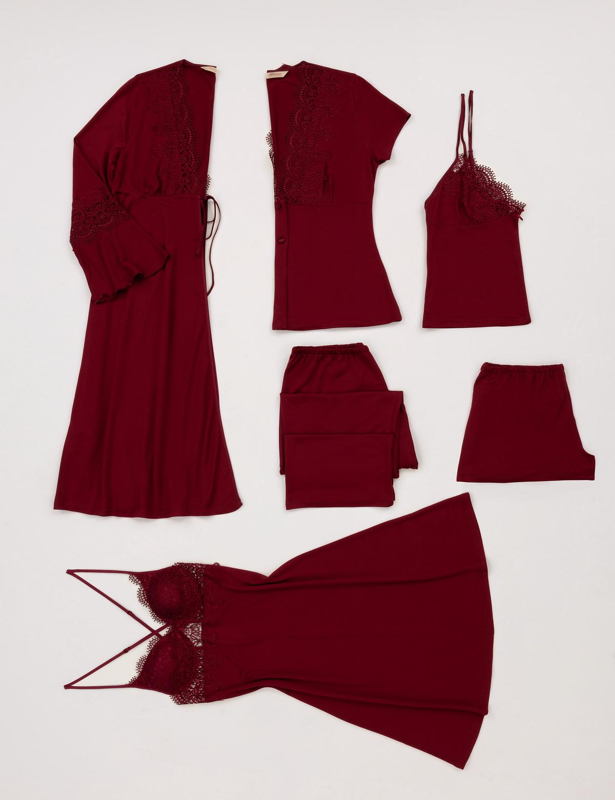 Bordo 6'lı Çeyiz Seti