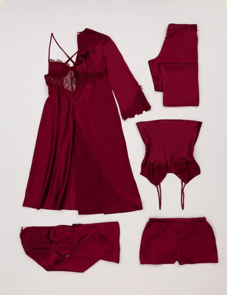 Bordo Saten 6'lı Çeyiz Seti - 50305611007