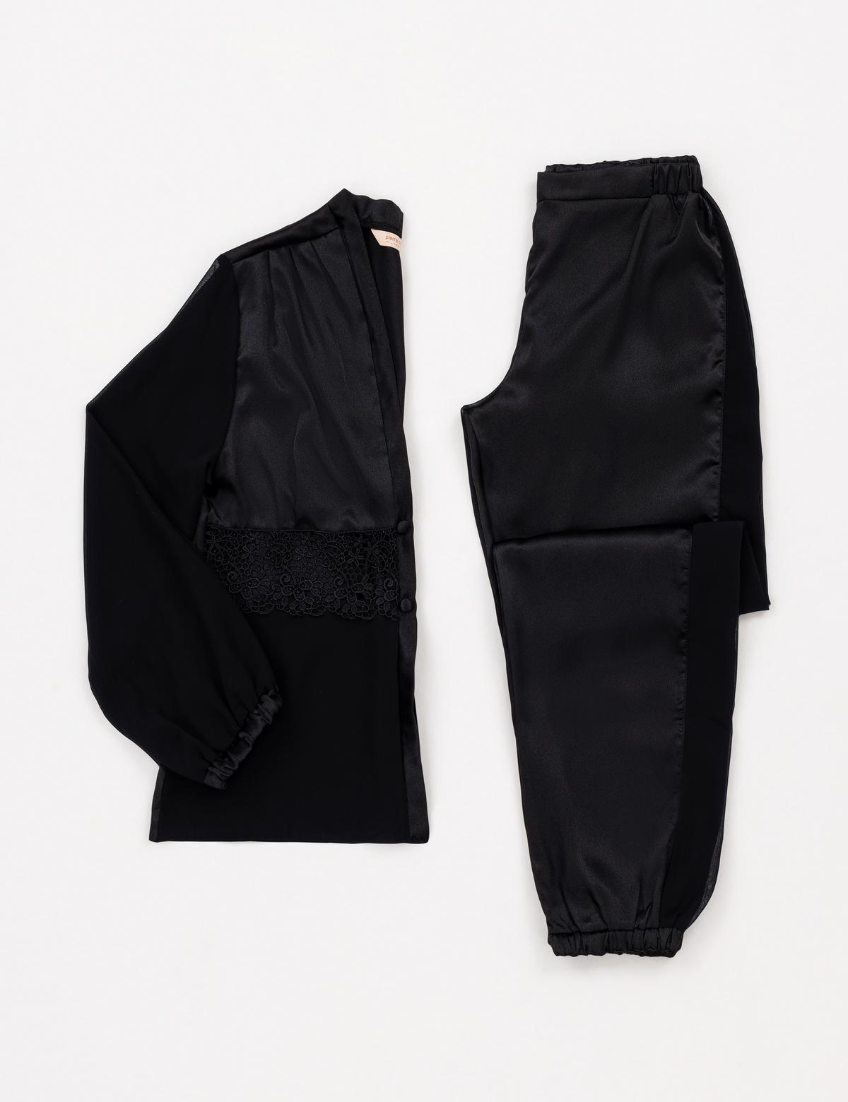 Siyah Saten 6'lı Çeyiz Seti - 50305635009