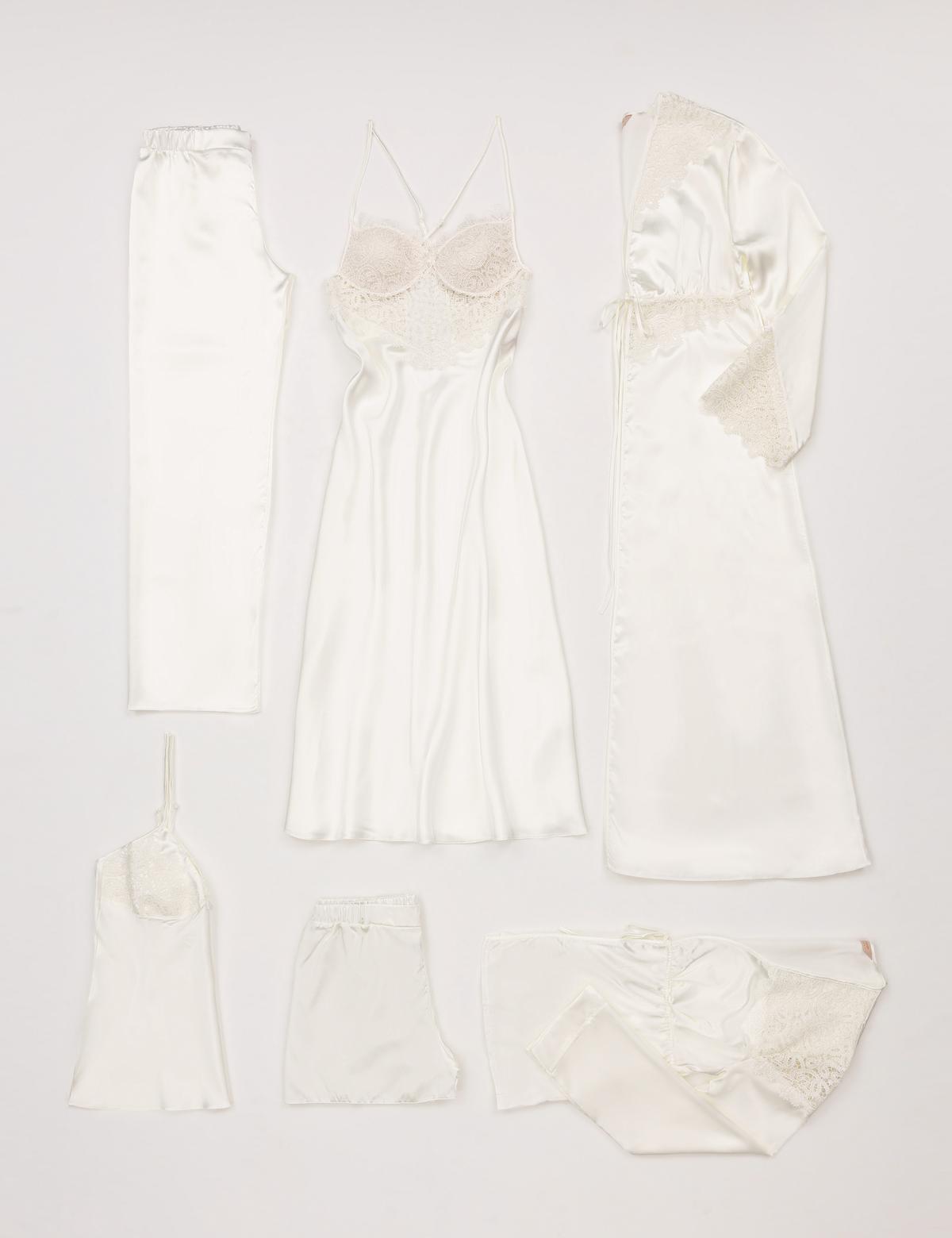 Ekru Saten 6'lı Çeyiz Seti