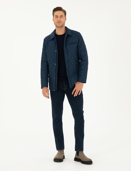 Lacivert Kapitone Mont - 50295063027