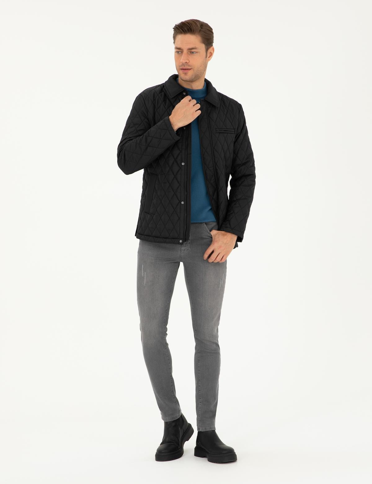 Siyah Kapitone Mont - 50295063005