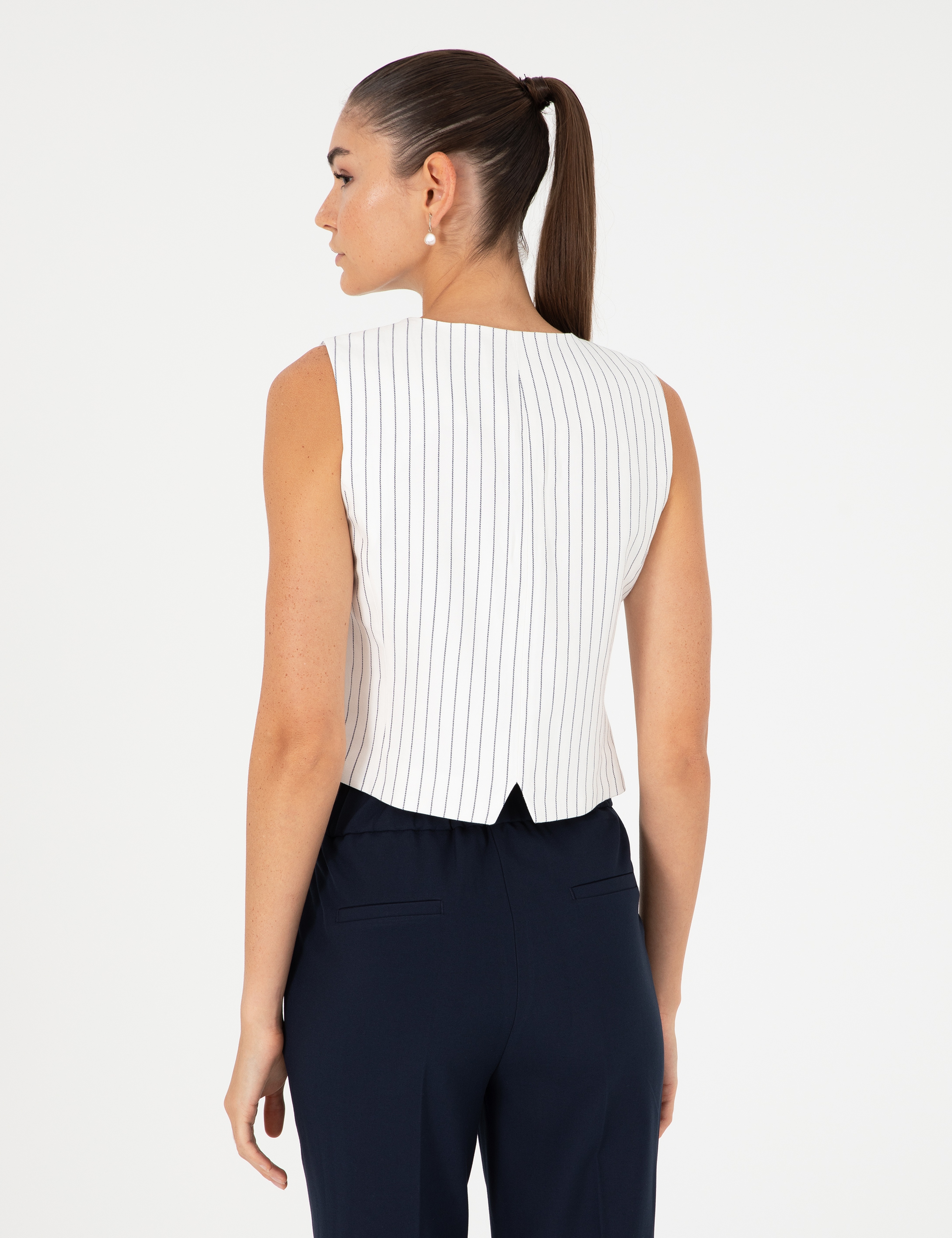 Ekru Crop Top Yelek - Image 5
