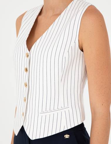 Ekru Crop Top Yelek