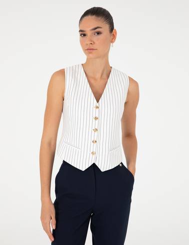 Ekru Crop Top Yelek