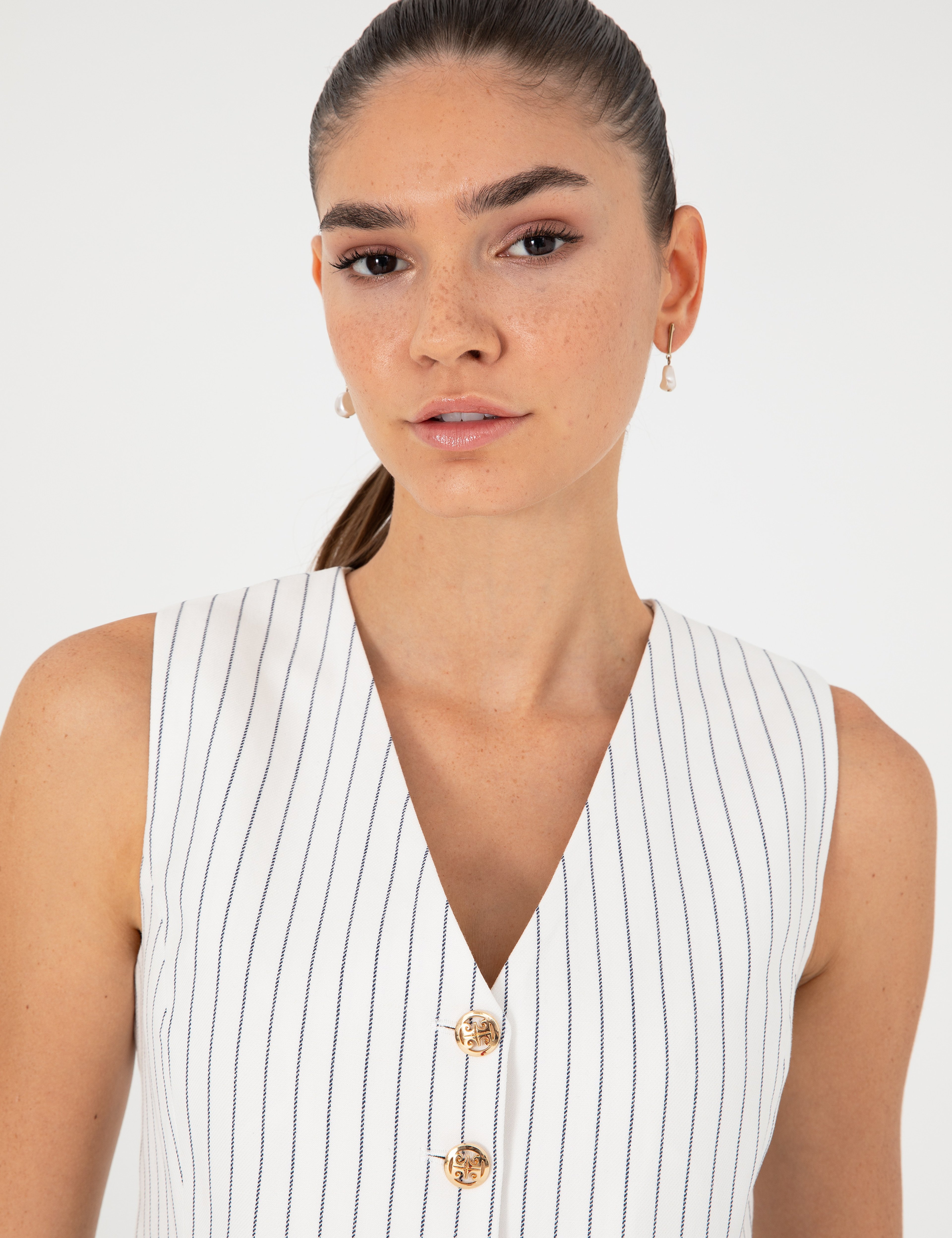 Ekru Crop Top Yelek