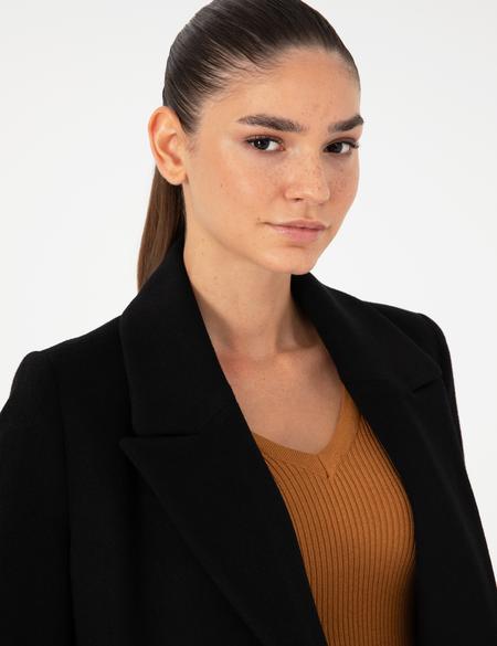 Siyah Kaşe Kaban - 50297319005