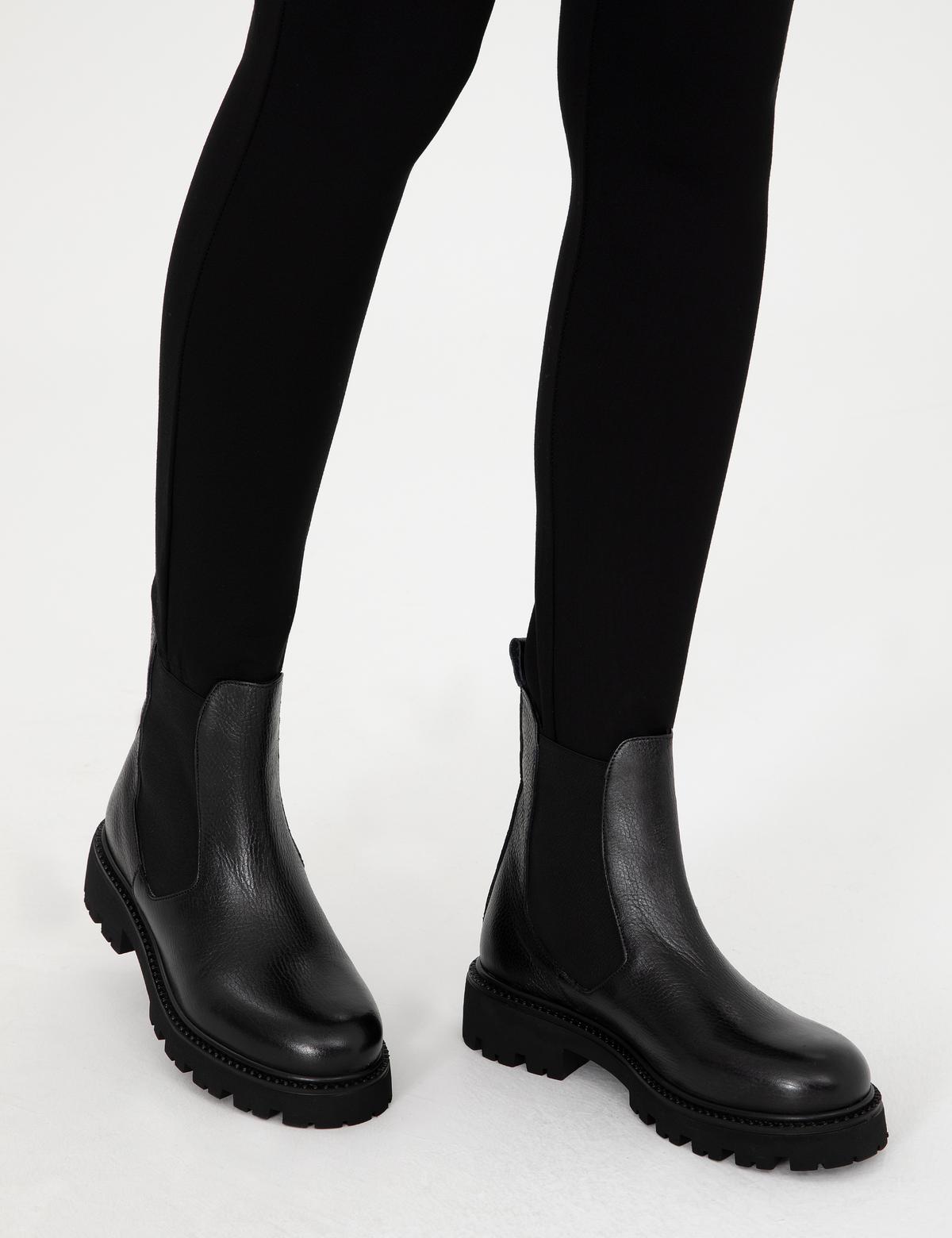 Siyah Deri Lastikli Bot - 50300071004