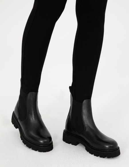 Siyah Deri Lastikli Bot - 50300071004