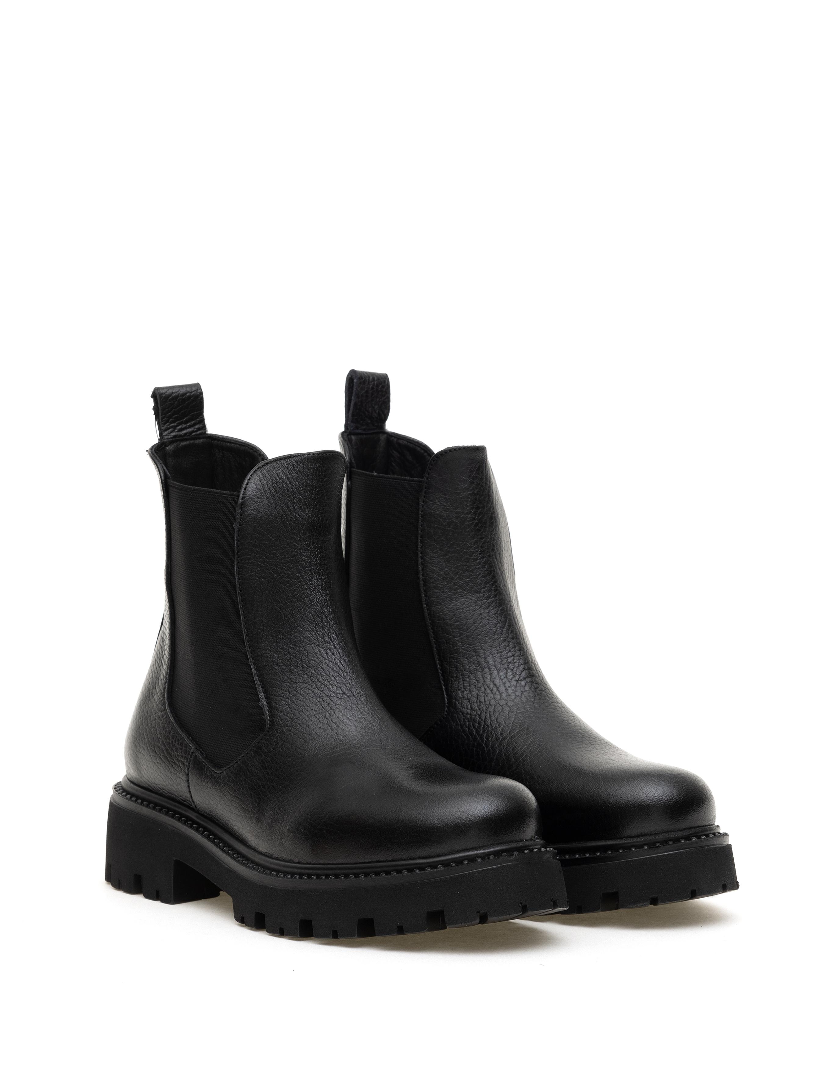 Siyah Deri Lastikli Bot