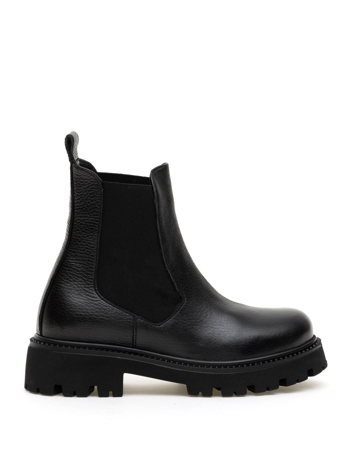 Siyah Deri Lastikli Bot - 50300071004