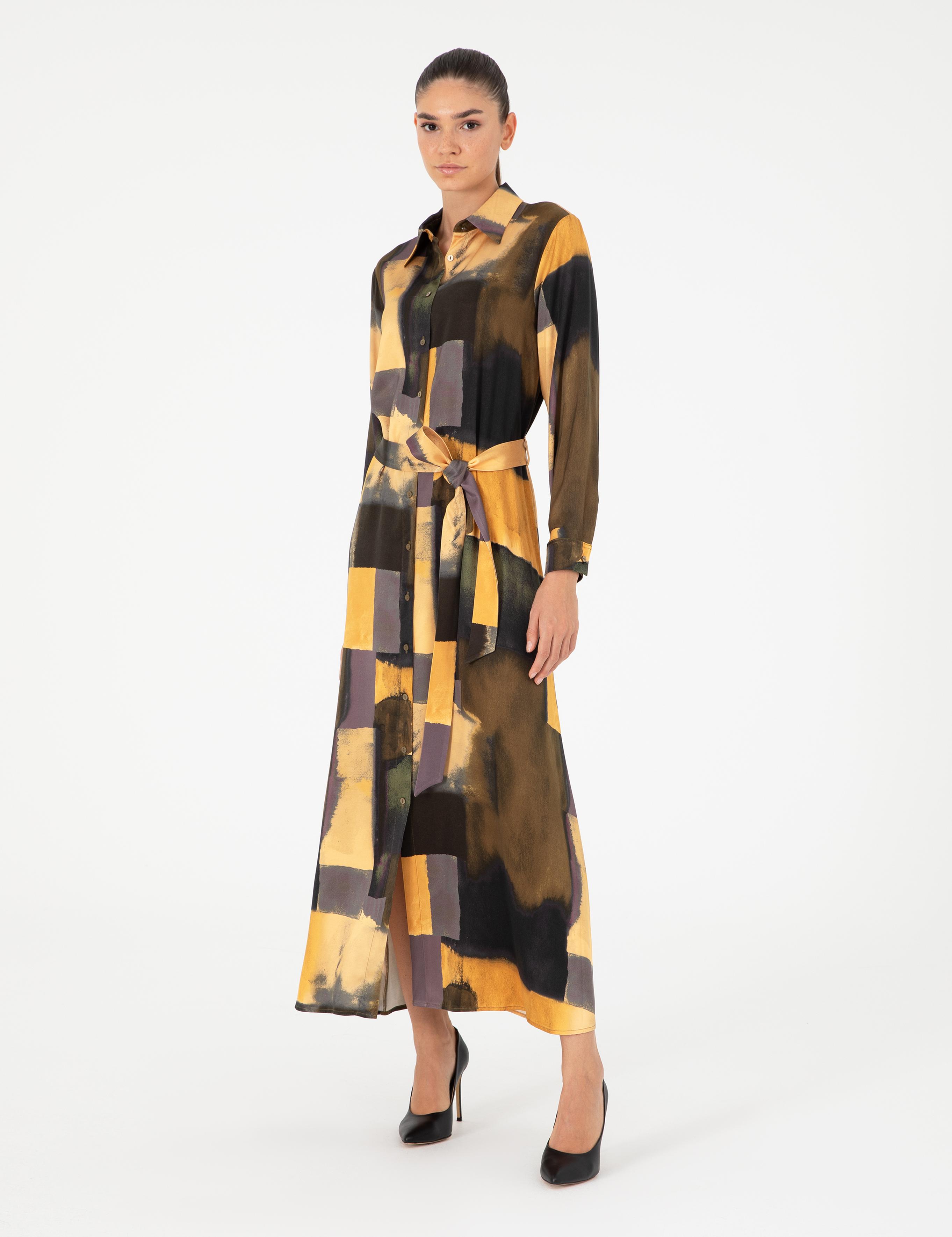 Safran Comfort Fit Dokuma Elbise