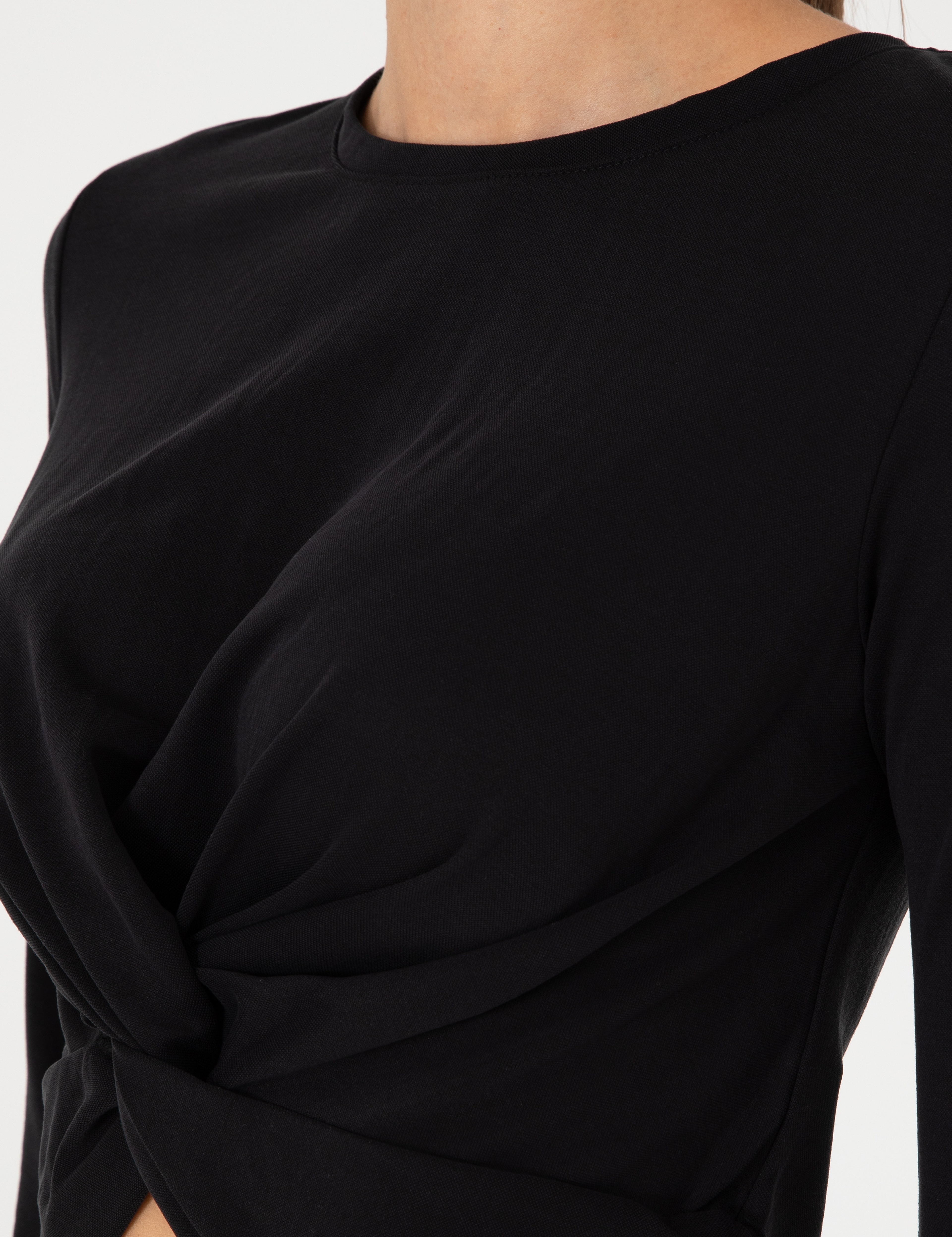 Siyah Slim Fit Örme Bluz - Image 7