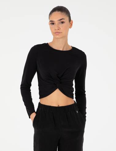 Siyah Slim Fit Örme Bluz