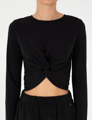Siyah Slim Fit Örme Bluz