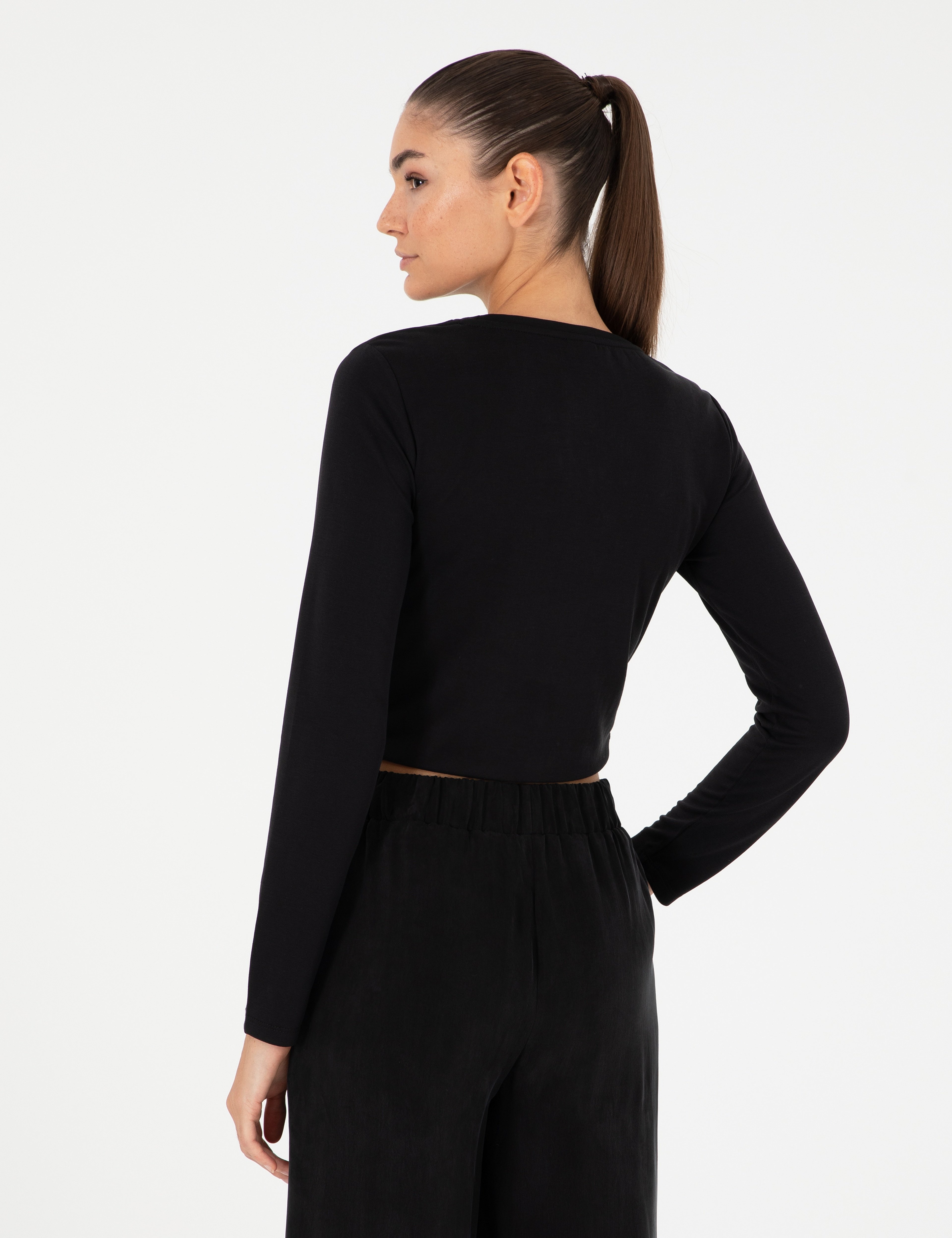 Siyah Slim Fit Örme Bluz