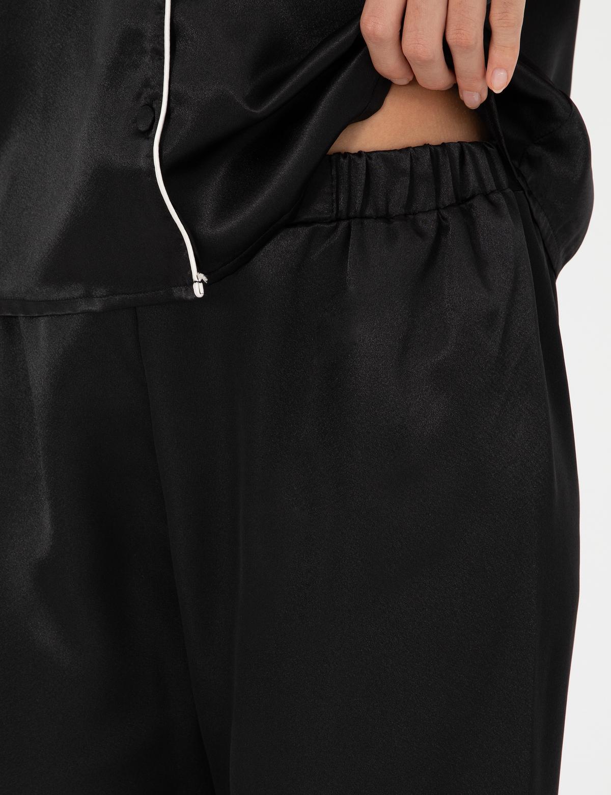 Siyah Saten Pijama Takımı - 50303949012