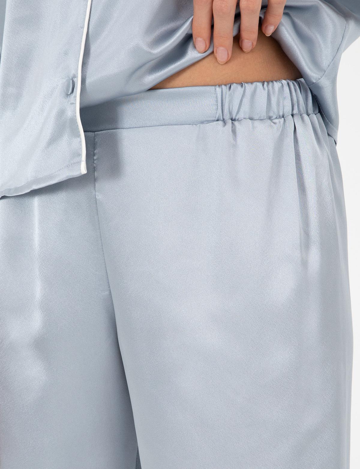 Mavi Saten Pijama Takımı - 50303949022