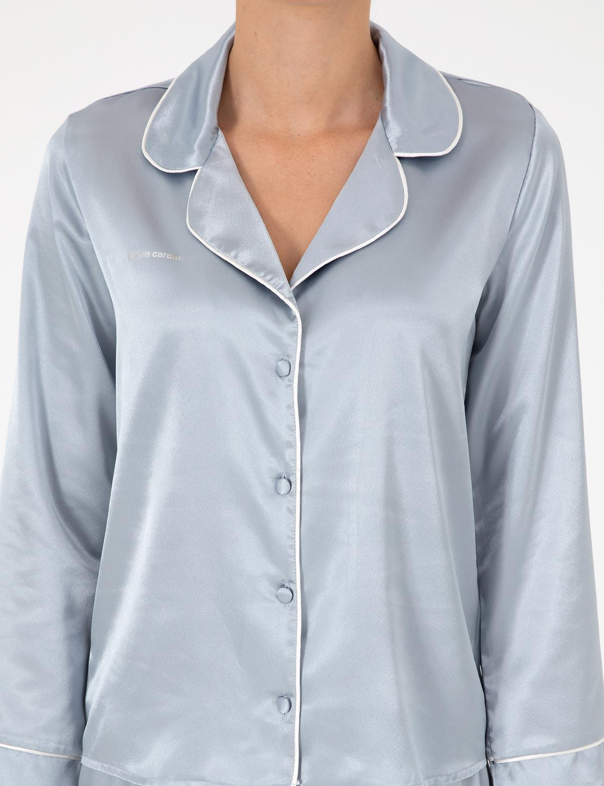 Mavi Saten Pijama Takımı - 50303949022