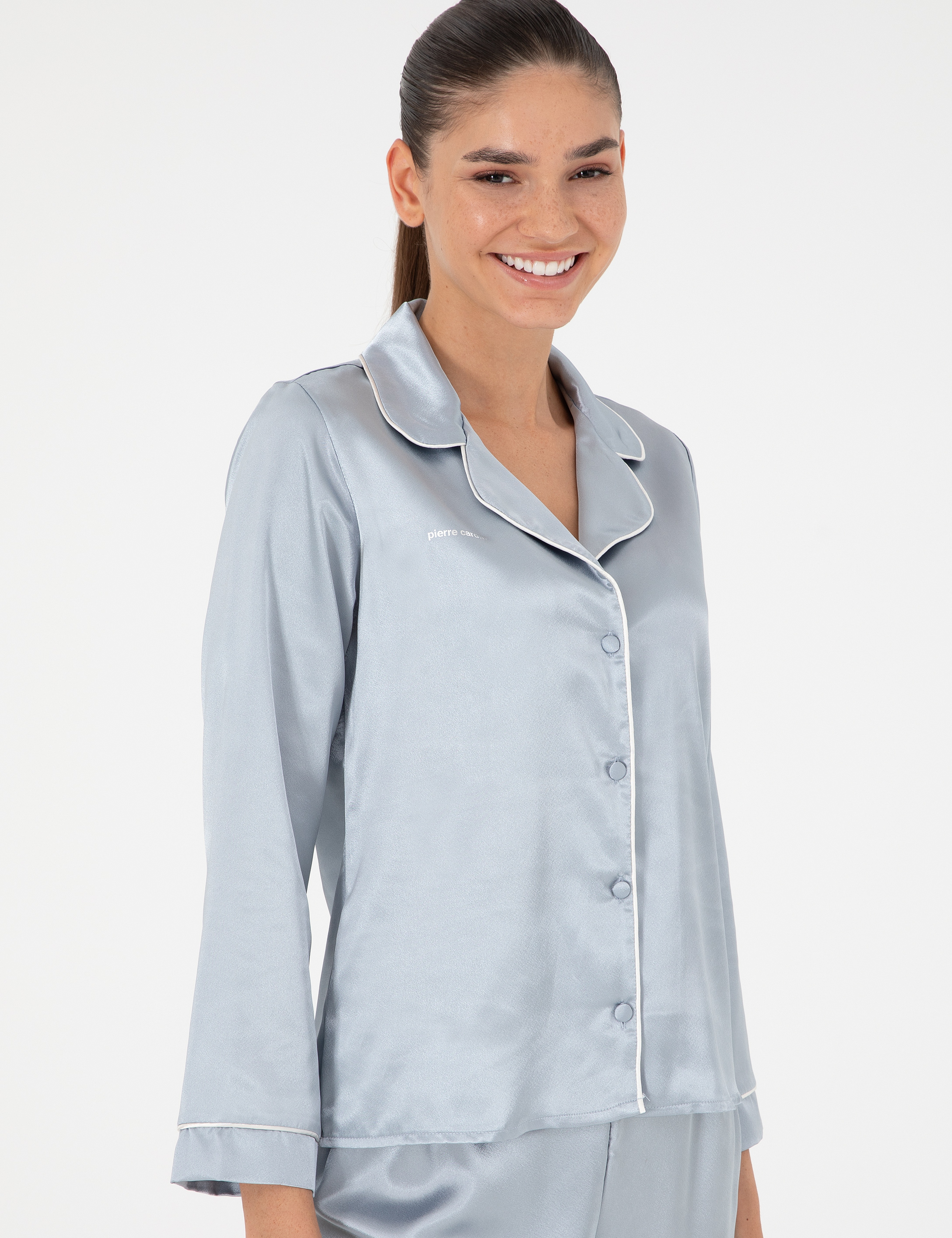 Mavi Saten Pijama Takımı - Image 3