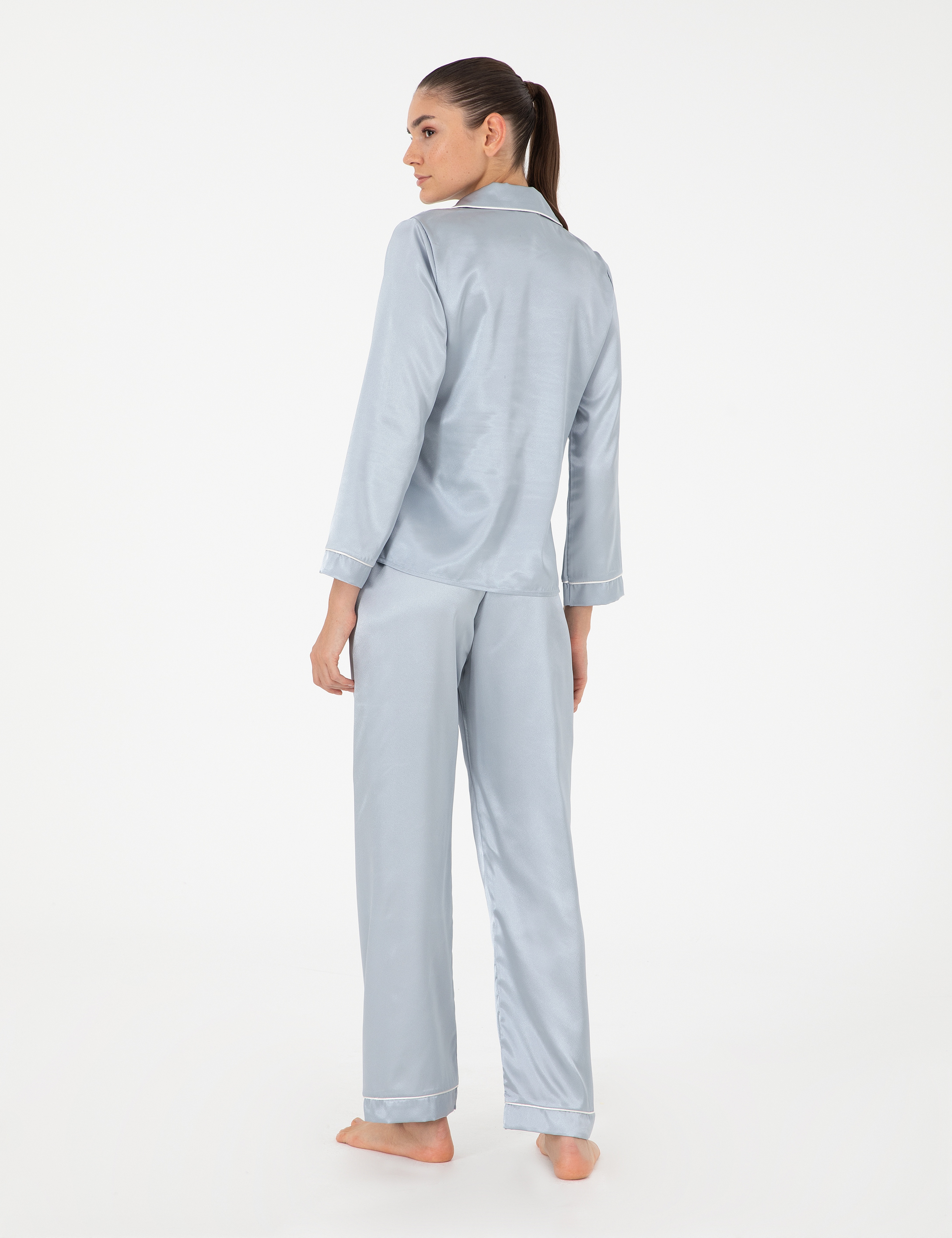 Mavi Saten Pijama Takımı - Image 4