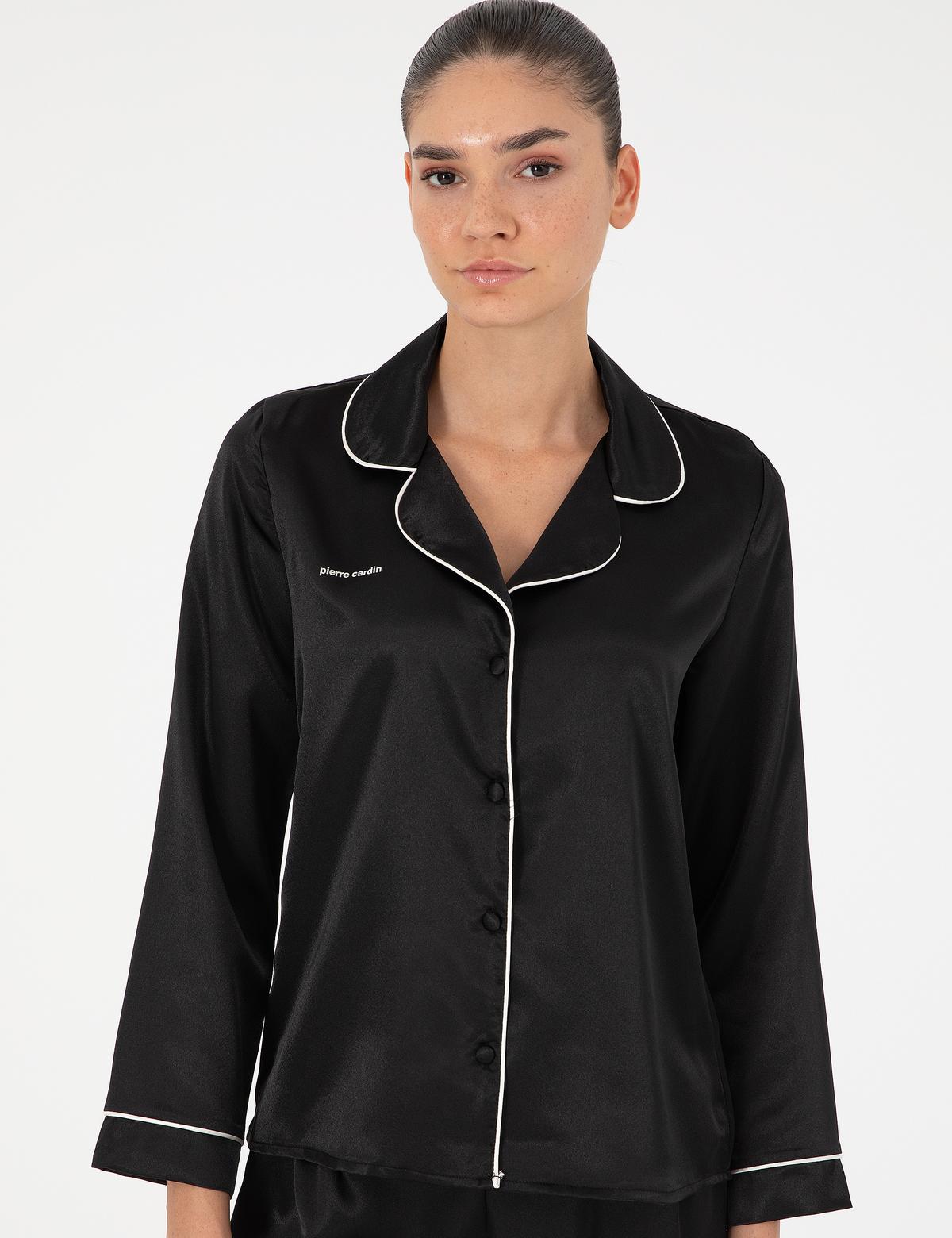 Siyah Saten Pijama Takımı - 50303949012